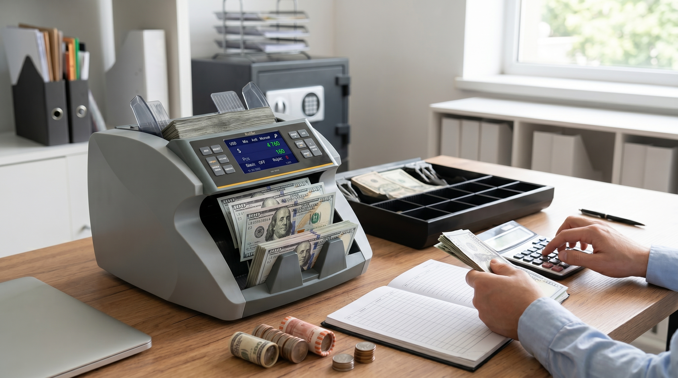 Small business cash counting setup