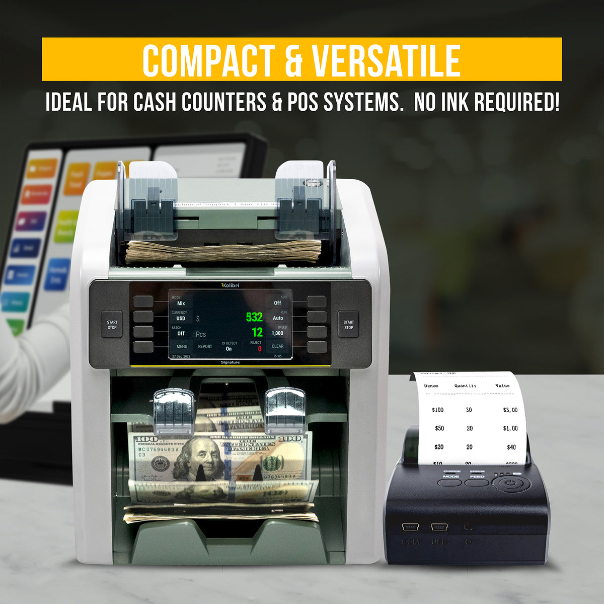 Kolibri KTP-1000 Cash Printer - Cash Register with Receipt Printer